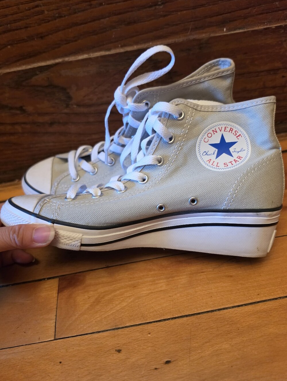 Converse Chuck Taylor All Star Lux Wedge High Top Sneakers Beige Womens 7